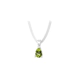 By Request 9ct White Gold 4 Claw Pear Cut Peridot Pendant & Chain