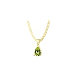 By Request 9ct Yellow Gold 4 Claw Pear Cut Peridot Pendant & Chain