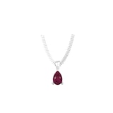 By Request 9ct White Gold 4 Claw Pear Cut Ruby Pendant & Chain