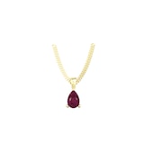 By Request 9ct Yellow Gold 4 Claw Pear Cut Ruby Pendant & Chain