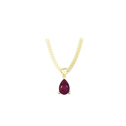 37894342 - 9ct Yellow Gold 4 Claw Pear Cut Ruby Pendant 
Chain