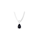 By Request 9ct White Gold 4 Claw Pear Cut Sapphire Pendant & Chain