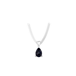 37894343 - 9ct White Gold 4 Claw Pear Cut Sapphire Pendant & Chain