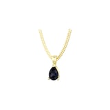 By Request 9ct Yellow Gold 4 Claw Pear Cut Sapphire Pendant & Chain
