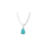 By Request 9ct White Gold 4 Claw Pear Cut Turquoise Pendant & Chain