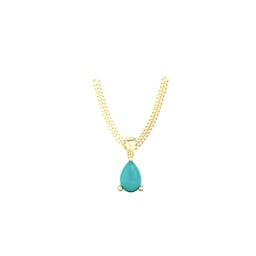 37894346 - 9ct Yellow Gold 4 Claw Pear Cut Turquoise Pendant & Chain