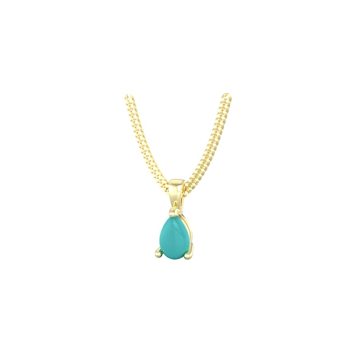 By Request 9ct Yellow Gold 4 Claw Pear Cut Turquoise Pendant & Chain