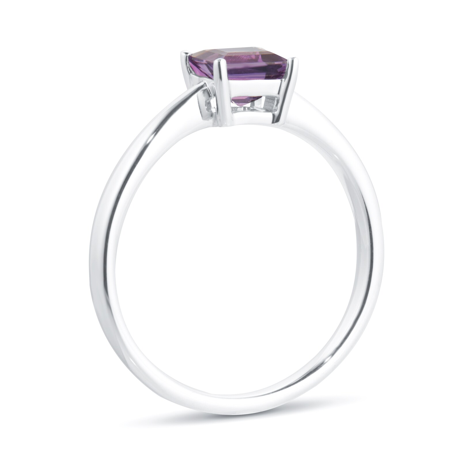 By Request 9ct White Gold 4 Claw Square Amethyst 5mm x 5mm Ring