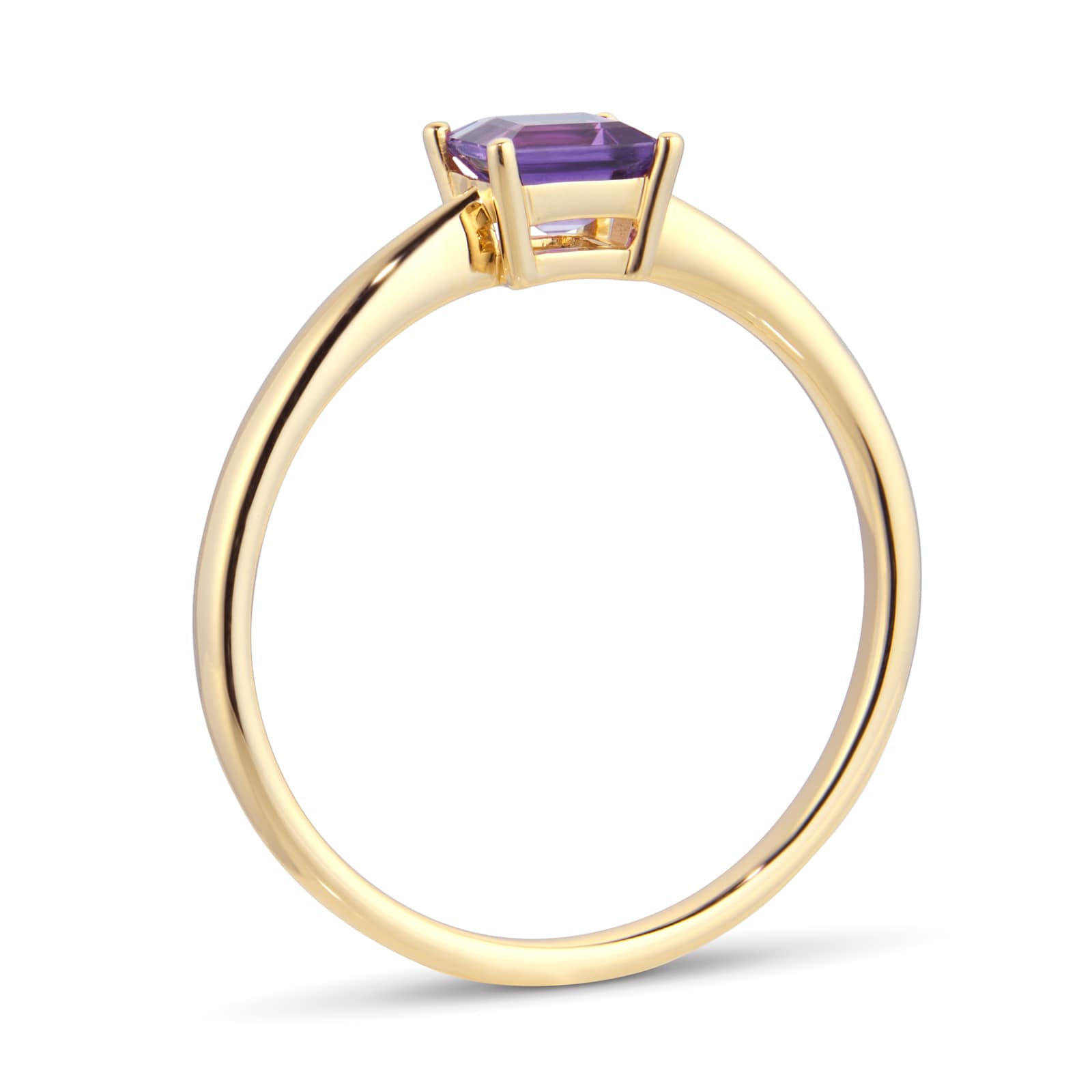 By Request 9ct Yellow Gold 4 Claw Square Amethyst 5mm x 5mm Ring- Ring Size A.5 By Request 9ct Yellow Gold 4 Claw Square Amethyst 5mm x 5mm Ring- Ring Size A.5