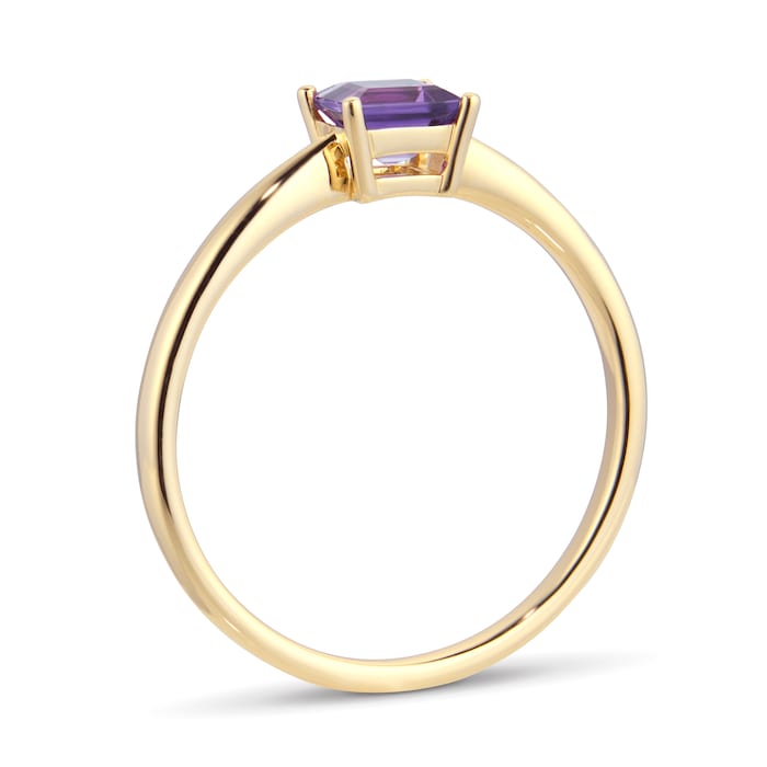 By Request 9ct Yellow Gold 4 Claw Square Amethyst 5mm x 5mm Ring