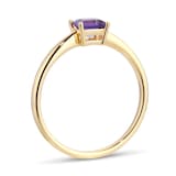 By Request 9ct Yellow Gold 4 Claw Square Amethyst 5mm x 5mm Ring