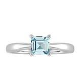 By Request 9ct White Gold 4 Claw Square Aquamarine 5mm x 5mm Ring