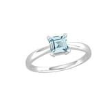 By Request 9ct White Gold 4 Claw Square Aquamarine 5mm x 5mm Ring