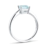 By Request 9ct White Gold 4 Claw Square Aquamarine 5mm x 5mm Ring