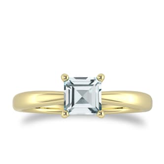 By Request 9ct Yellow Gold 4 Claw Square Aquamarine 5mm x 5mm Ring By Request 9ct Yellow Gold 4 Claw Square Aquamarine 5mm x 5mm Ring