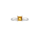 By Request 9ct White Gold 4 Claw Square Citrine 5mm x 5mm Ring