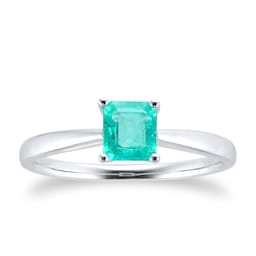 37894359 - 9ct White Gold 4 Claw Square Emerald 5mm x 5mm Ring