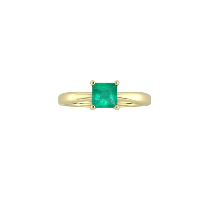 By Request 9ct Yellow Gold 4 Claw Square Emerald 5mm x 5mm Ring- Ring Size B.5