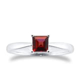 By Request 9ct White Gold 4 Claw Square Garnet 5mm x 5mm Ring