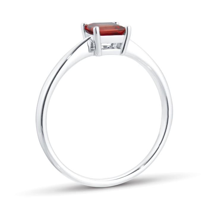 By Request 9ct White Gold 4 Claw Square Garnet 5mm x 5mm Ring