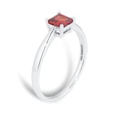 By Request 9ct White Gold 4 Claw Square Garnet 5mm x 5mm Ring