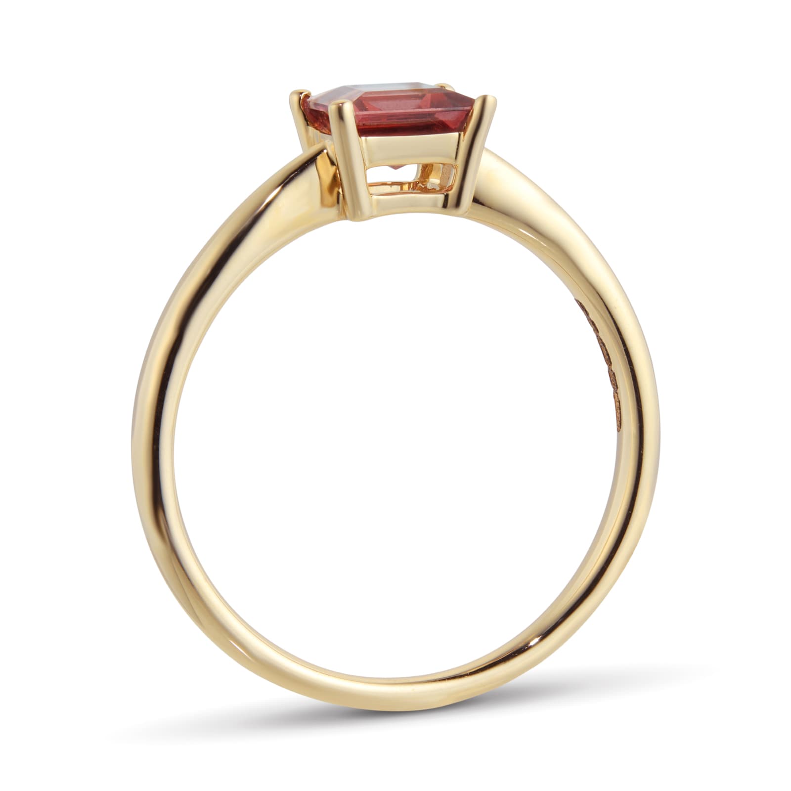 By Request 9ct Yellow Gold 4 Claw Square Garnet 5mm x 5mm Ring- Ring Size A