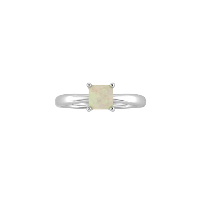 By Request 9ct White Gold 4 Claw Square Opal 5mm x 5mm Ring