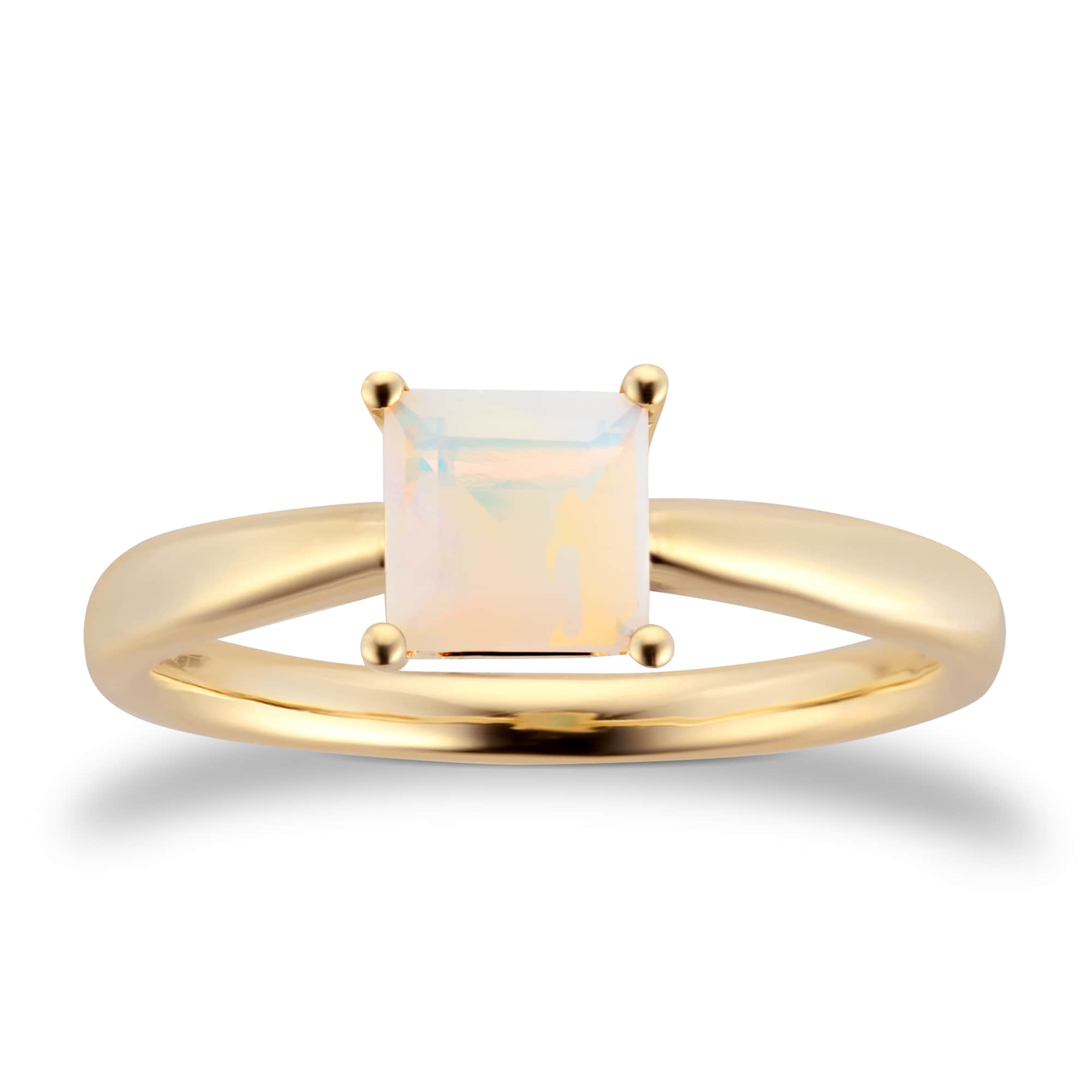By Request 9ct Yellow Gold 4 Claw Square Opal 5mm x 5mm Ring- Ring Size N By Request 9ct Yellow Gold 4 Claw Square Opal 5mm x 5mm Ring- Ring Size N