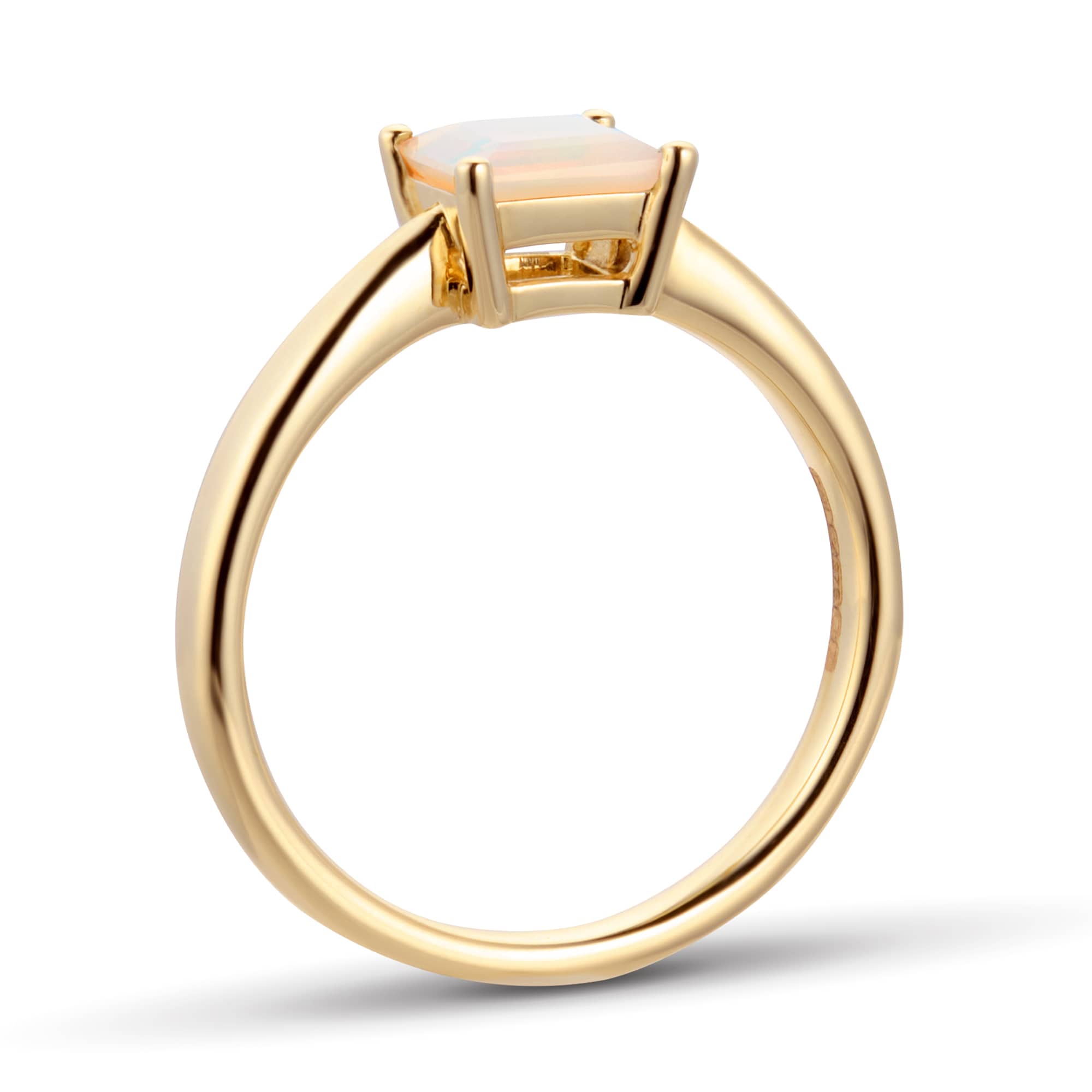 By Request 9ct Yellow Gold 4 Claw Square Opal 5mm x 5mm Ring- Ring Size N By Request 9ct Yellow Gold 4 Claw Square Opal 5mm x 5mm Ring- Ring Size N
