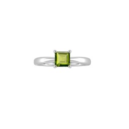 37894365 - 9ct White Gold 4 Claw Square Peridot 5mm x 5mm Ring