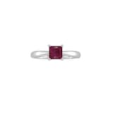 By Request 9ct White Gold 4 Claw Square Ruby 5mm x 5mm Ring