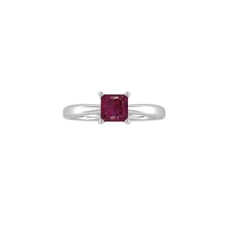 37894367 - 9ct White Gold 4 Claw Square Ruby 5mm x 5mm Ring