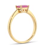 By Request 9ct Yellow Gold 4 Claw Square Ruby 5mm x 5mm Ring- Ring Size P