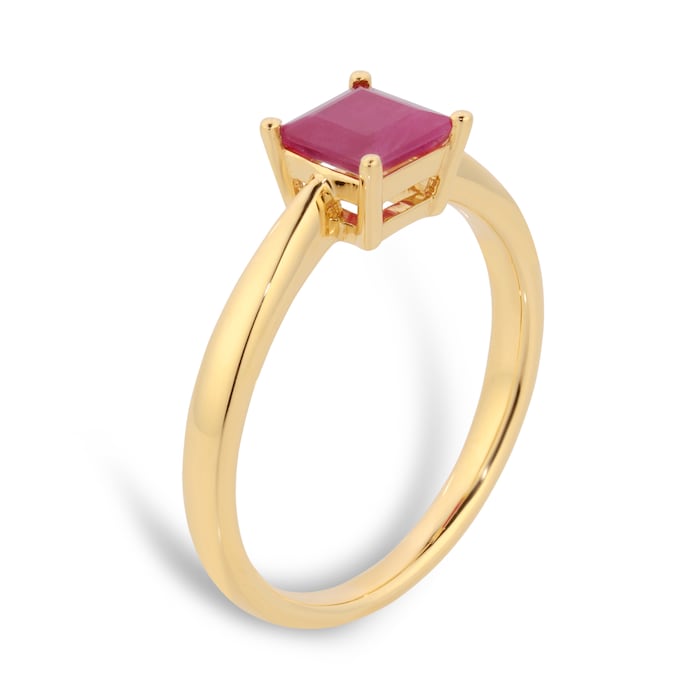 By Request 9ct Yellow Gold 4 Claw Square Ruby 5mm x 5mm Ring- Ring Size P