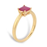By Request 9ct Yellow Gold 4 Claw Square Ruby 5mm x 5mm Ring- Ring Size P