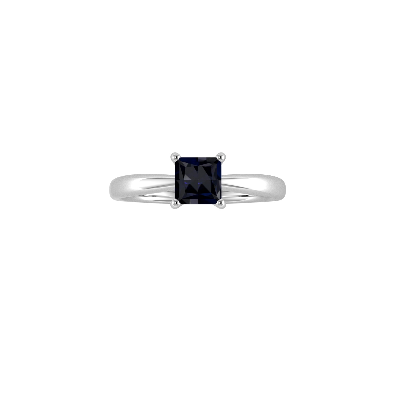 9ct White Gold 4 Claw Square Sapphire 5mm x 5mm Ring- Ring Size U