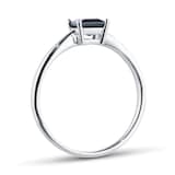 By Request 9ct White Gold 4 Claw Square Sapphire 5mm x 5mm Ring- Ring Size N