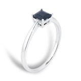 By Request 9ct White Gold 4 Claw Square Sapphire 5mm x 5mm Ring- Ring Size N