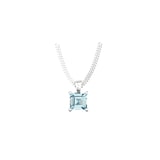 By Request 9ct White Gold 4 Claw Square Aquamarine 5mm x 5mm Pendant & Chain