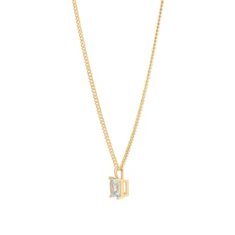 By Request 9ct Yellow Gold 4 Claw Square Aquamarine 5mm x 5mm Pendant & Chain By Request 9ct Yellow Gold 4 Claw Square Aquamarine 5mm x 5mm Pendant & Chain
