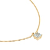 By Request 9ct Yellow Gold 4 Claw Square Aquamarine 5mm x 5mm Pendant & Chain