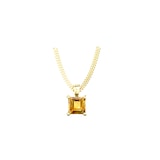 By Request 9ct Yellow Gold 4 Claw Square Citrine 5mm x 5mm Pendant & Chain