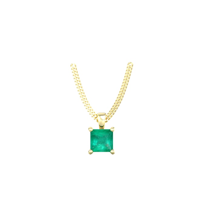 By Request 9ct Yellow Gold 4 Claw Square Emerald 5mm x 5mm Pendant & Chain