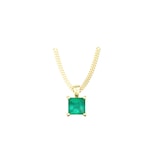 By Request 9ct Yellow Gold 4 Claw Square Emerald 5mm x 5mm Pendant & Chain