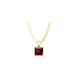 By Request 9ct Yellow Gold 4 Claw Square Garnet 5mm x 5mm Pendant & Chain