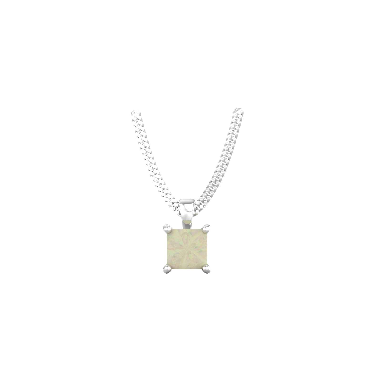 Square on sale opal necklace