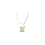 By Request 9ct White Gold 4 Claw Square Opal 5mm x 5mm Pendant & Chain