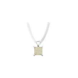 37894384 - 9ct White Gold 4 Claw Square Opal 5mm x 5mm Pendant 
Chain