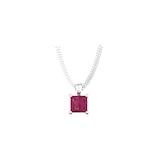 By Request 9ct White Gold 4 Claw Square Ruby 5mm x 5mm Pendant & Chain