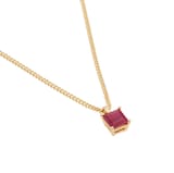 By Request 9ct Yellow Gold 4 Claw Square Ruby 5mm x 5mm Pendant & Chain